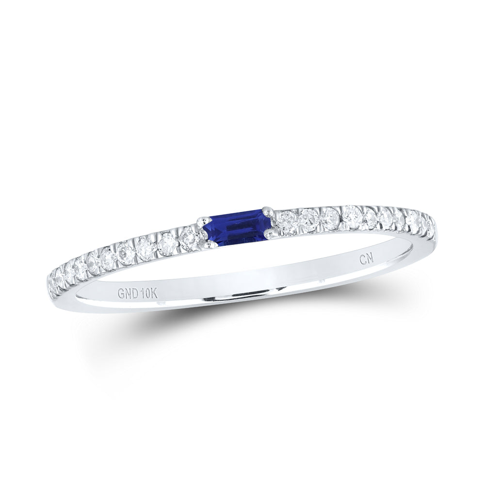 10K White Gold 1/8 CTW-Natural Diamond 1/12 CTW-Sapp Natural Gem Band 0.98 Gram