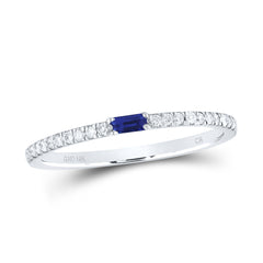 10K White Gold 1/8 CTW-Natural Diamond 1/12 CTW-Sapp Natural Gem Band 0.98 Gram