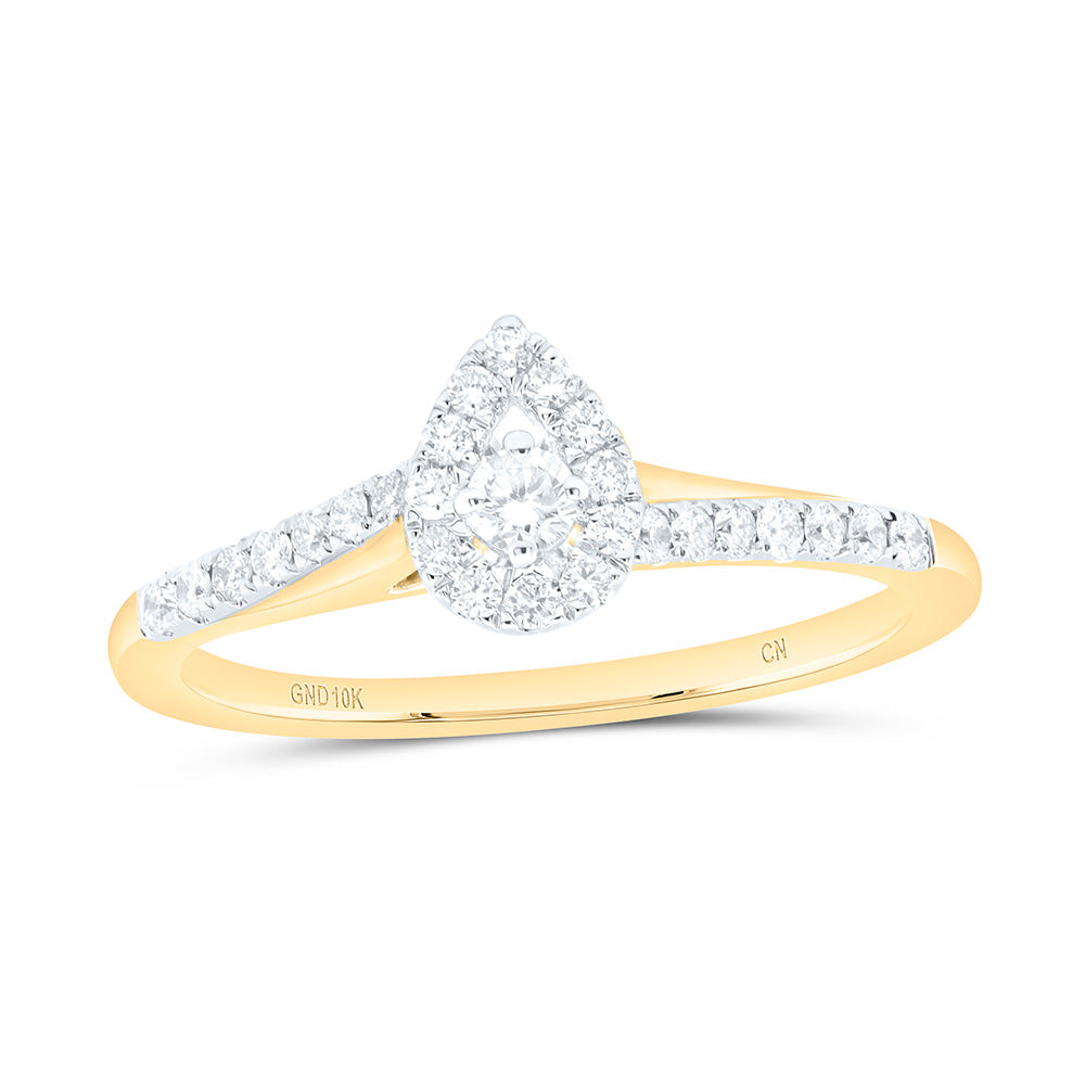 10K Yellow Gold 1/5 CTW-Natural Diamond Fashion Promise Ring 1.46 Gram