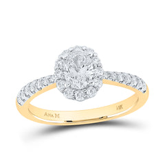 14K Yellow Gold 7/8 CTW-Natural Diamond 1/2 Ct-Coval Engagement Single Halo 3.01 Gram