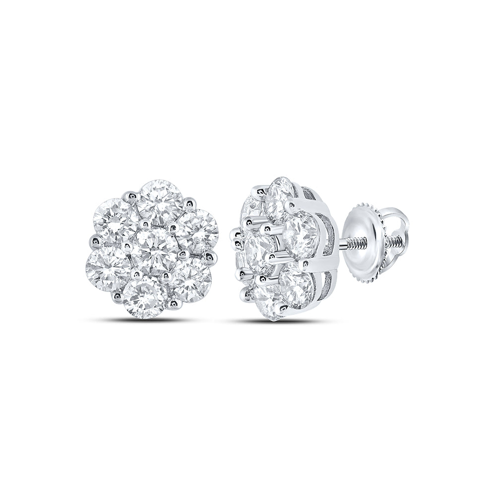 7/8CTW-DIA NK 7 STONE FLOWER EARRING