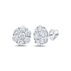 7/8CTW-DIA NK 7 STONE FLOWER EARRING