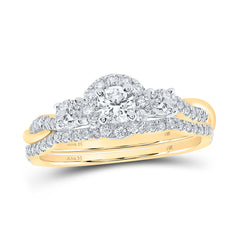 3/4CTW-DIA ANA M 1/4CT-CRD BRIDAL SET SINGLE HALO