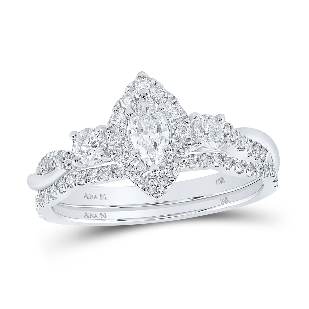 3/4CTW-DIA ANA M 1/4CT-CMQ BRIDAL SET 1HALO