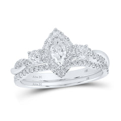 3/4CTW-DIA ANA M 1/4CT-CMQ BRIDAL SET 1HALO