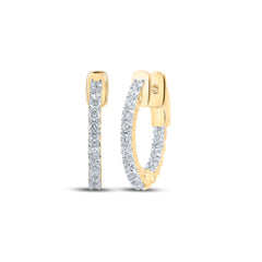 14K Yellow Gold 1 CTW-Natural Diamond Hoops Earring 5.16 Gram