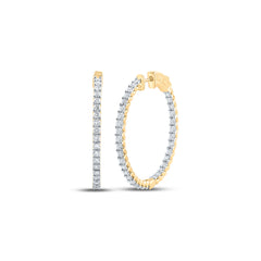 14K Yellow Gold 2 7/8 CTW-Natural Diamond Fashion Hoops Earring 9.66 Gram