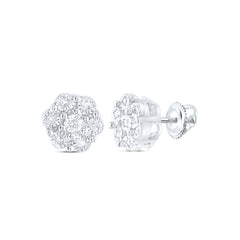 Sterling Silver 1/20 CTW-Natural Diamond Gift Flower Earring 1.28 Gram