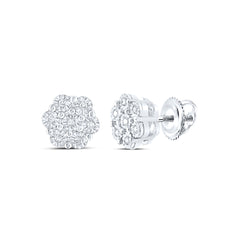 Sterling Silver 1/10 CTW-Natural Diamond Gift Flower Earring 1.6 Gram