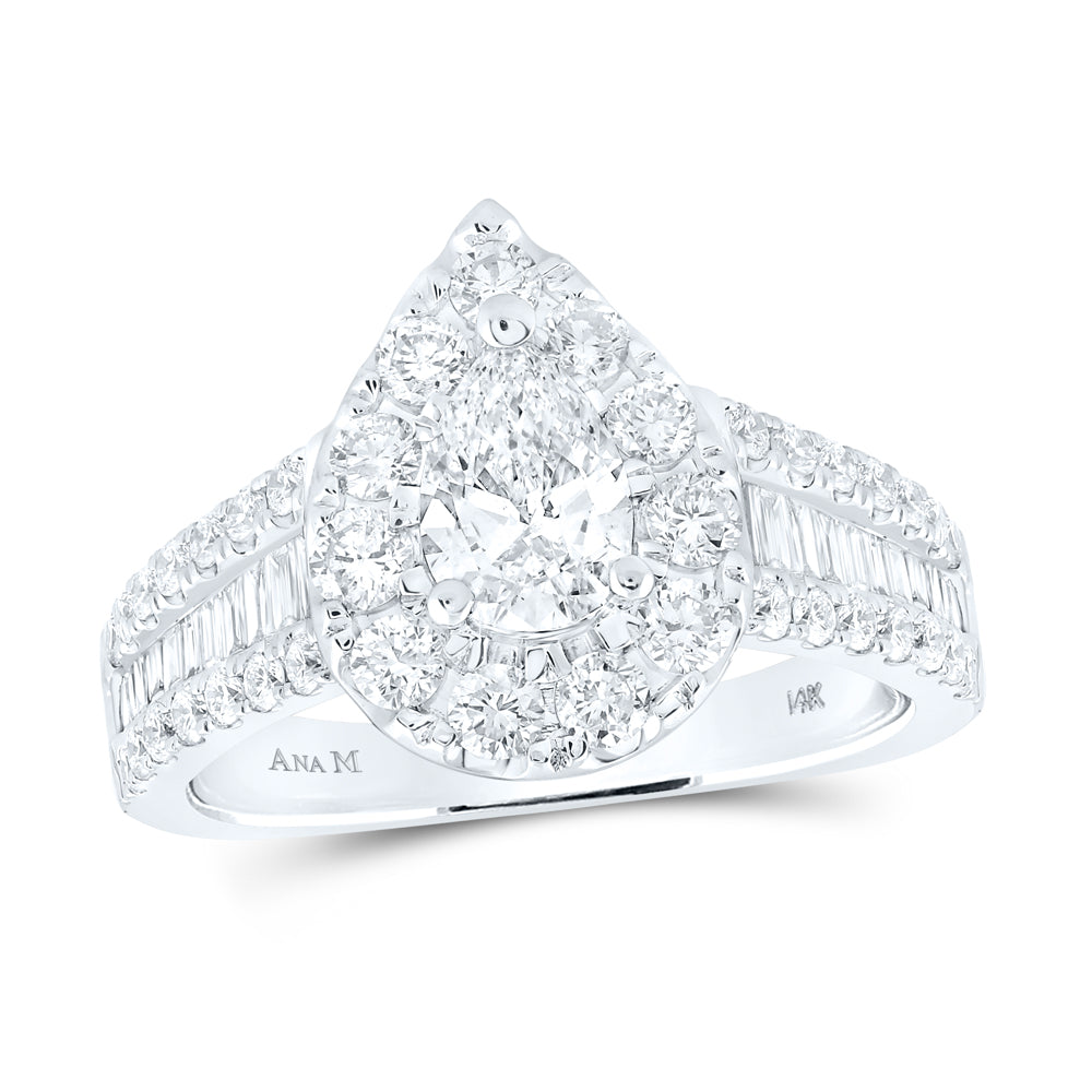 2CTW-DIA ANA M 3/4CT-CPEAR SINGLE HALO ENGAGEMENT RING