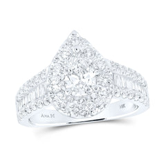 2CTW-DIA ANA M 3/4CT-CPEAR SINGLE HALO ENGAGEMENT RING
