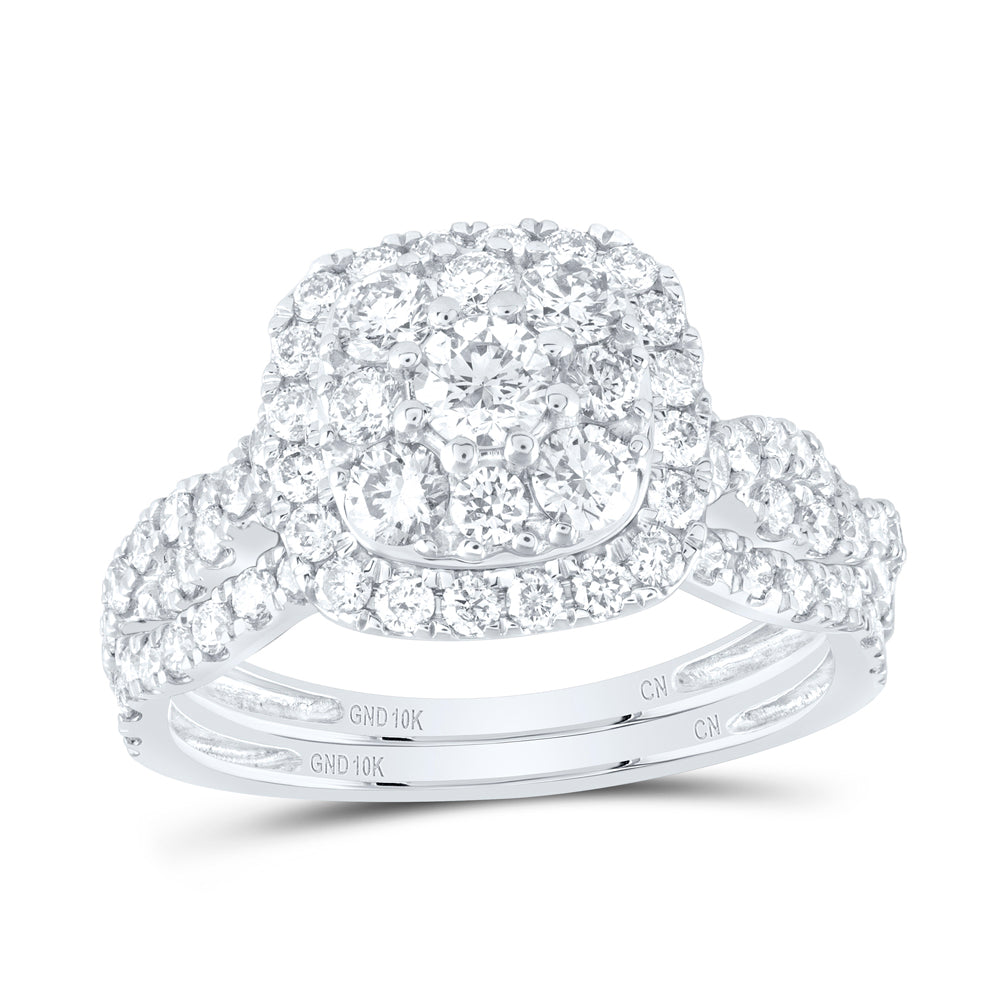 1 1/2CTW-DIA CN 1/5CT-CRD DOUBLE HALO BRIDAL SET