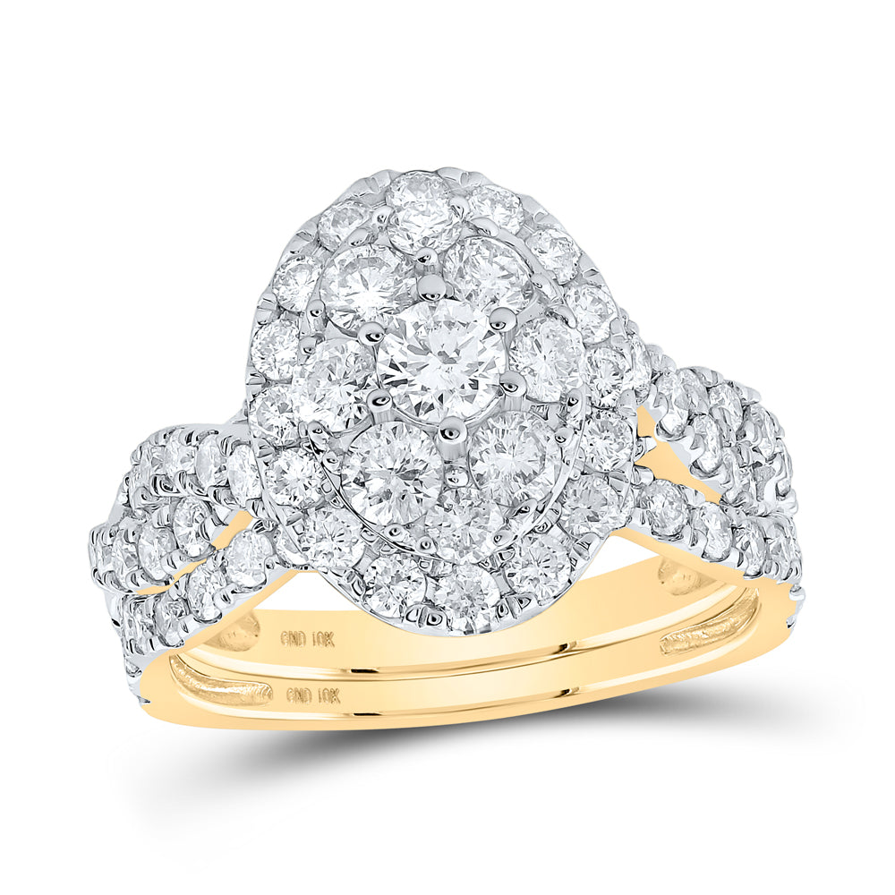 2CTW-DIA CN 1/5CT-CRD DOUBLE HALO BRIDAL SET