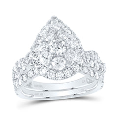 2CTW-DIA CN 1/4CT-CRD DOUBLE HALO  BRIDAL SET