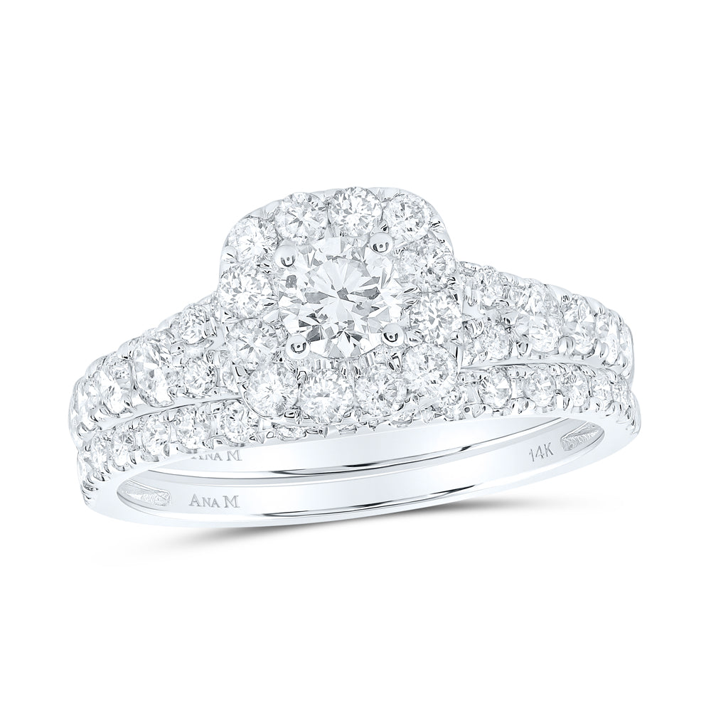 1 1/2CTW-DIA ANA M 1/3CT-CRD BRIDAL SET 1 HALO