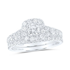 1 1/2CTW-DIA ANA M 1/3CT-CRD BRIDAL SET 1 HALO