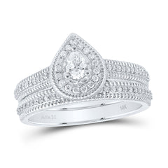 1/2CTW-DIA ANA M 1/5CT-CPEAR BRIDAL SET