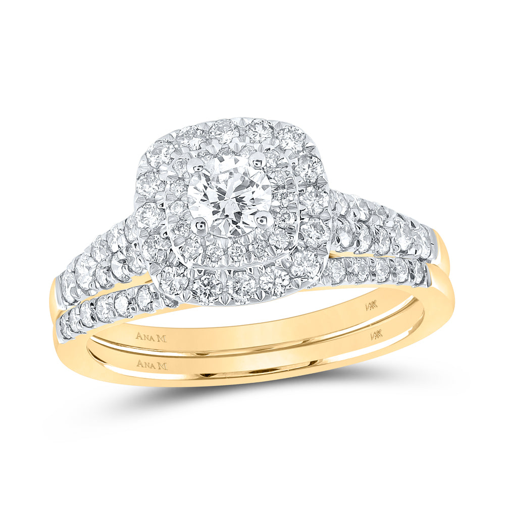 1 CTW-DIA ANA M 1/3CT-CRD BRIDAL SET DOUBLE HALO