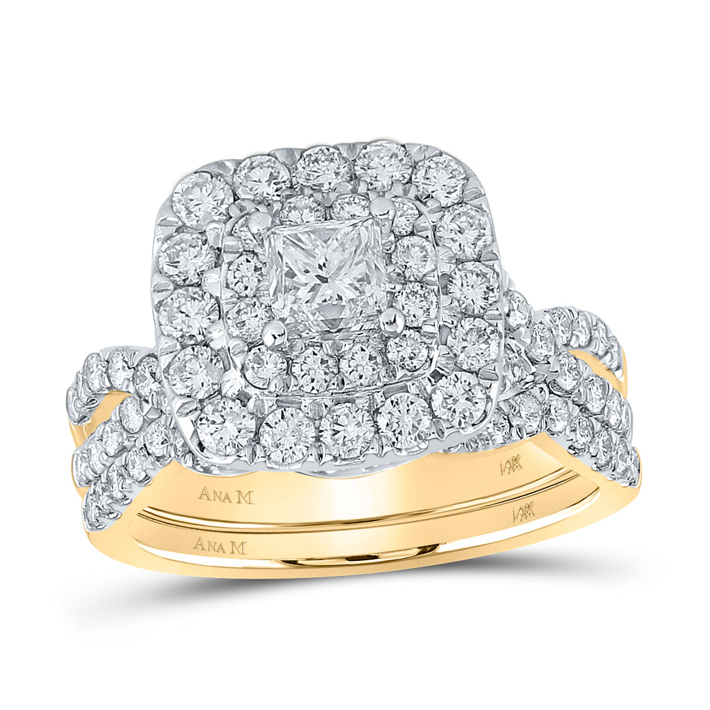 2 CTW-DIA ANA M 1/2CT-CPR BRIDAL SET DOUBLE HALO
