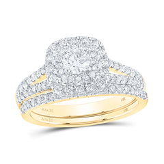 1 CTW-DIA ANA M 1/3CT-CRD BRIDAL SET DOUBLE HALO