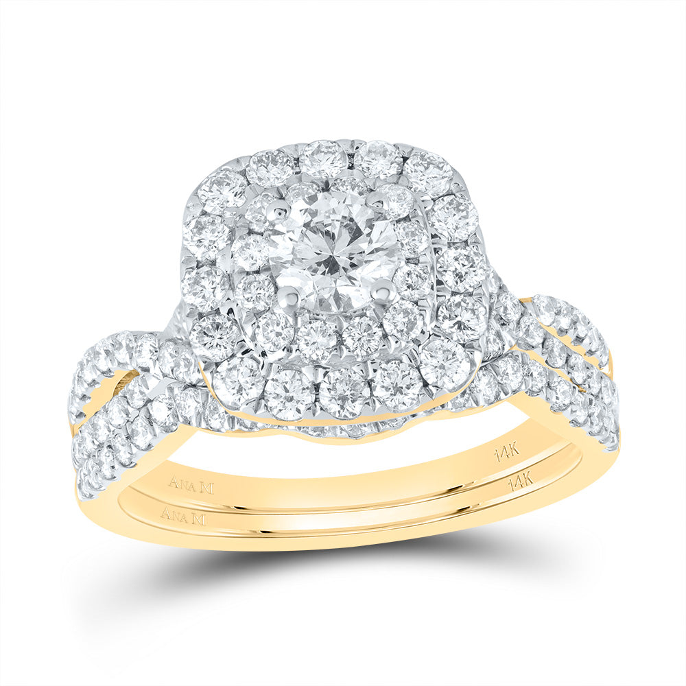 1 1/2CTW-DIA ANA M 3/8CT-CRD BRIDAL SET DOUBLE HALO