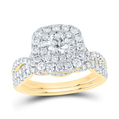 1 1/2CTW-DIA ANA M 3/8CT-CRD BRIDAL SET DOUBLE HALO