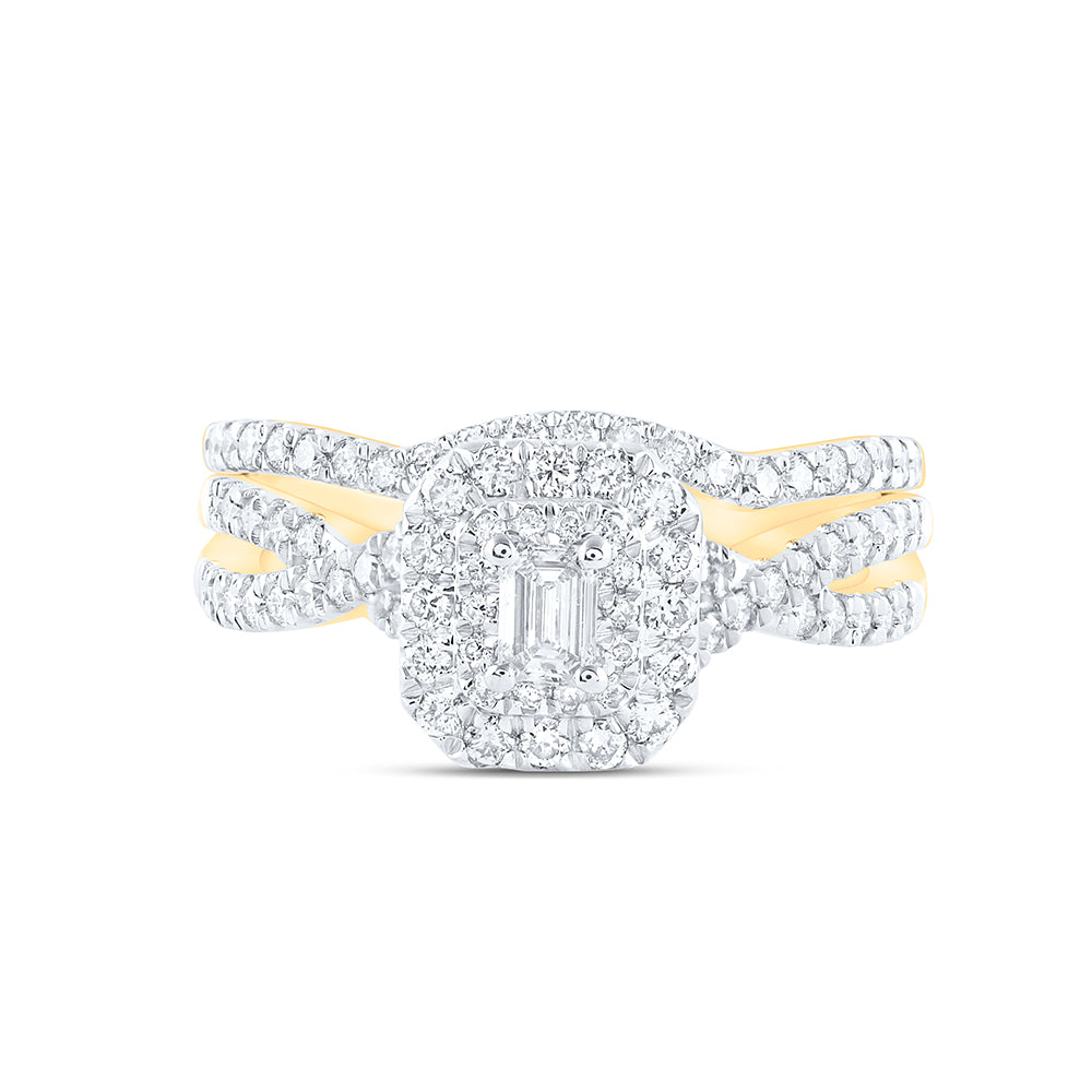 1 CTW-DIA ANA M 1/5CT-CEME BRIDAL SET DOUBLE HALO