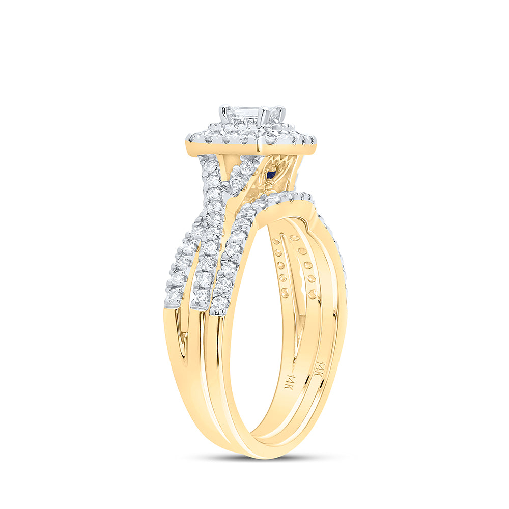 1 CTW-DIA ANA M 1/5CT-CEME BRIDAL SET DOUBLE HALO