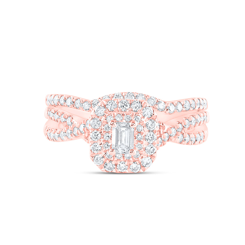 1 CTW-DIA ANA M 1/5CT-CEME BRIDAL SET DOUBLE HALO