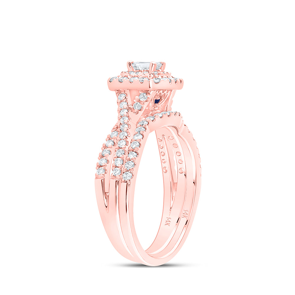 1 CTW-DIA ANA M 1/5CT-CEME BRIDAL SET DOUBLE HALO