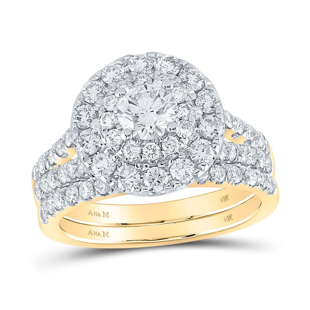2 CTW-DIA ANA M 1/2CT-CRD BRIDAL SET DOUBLE HALO