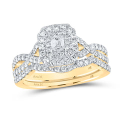 1 CTW-DIA ANA M 1/5CT-CEME BRIDAL SET DOUBLE HALO