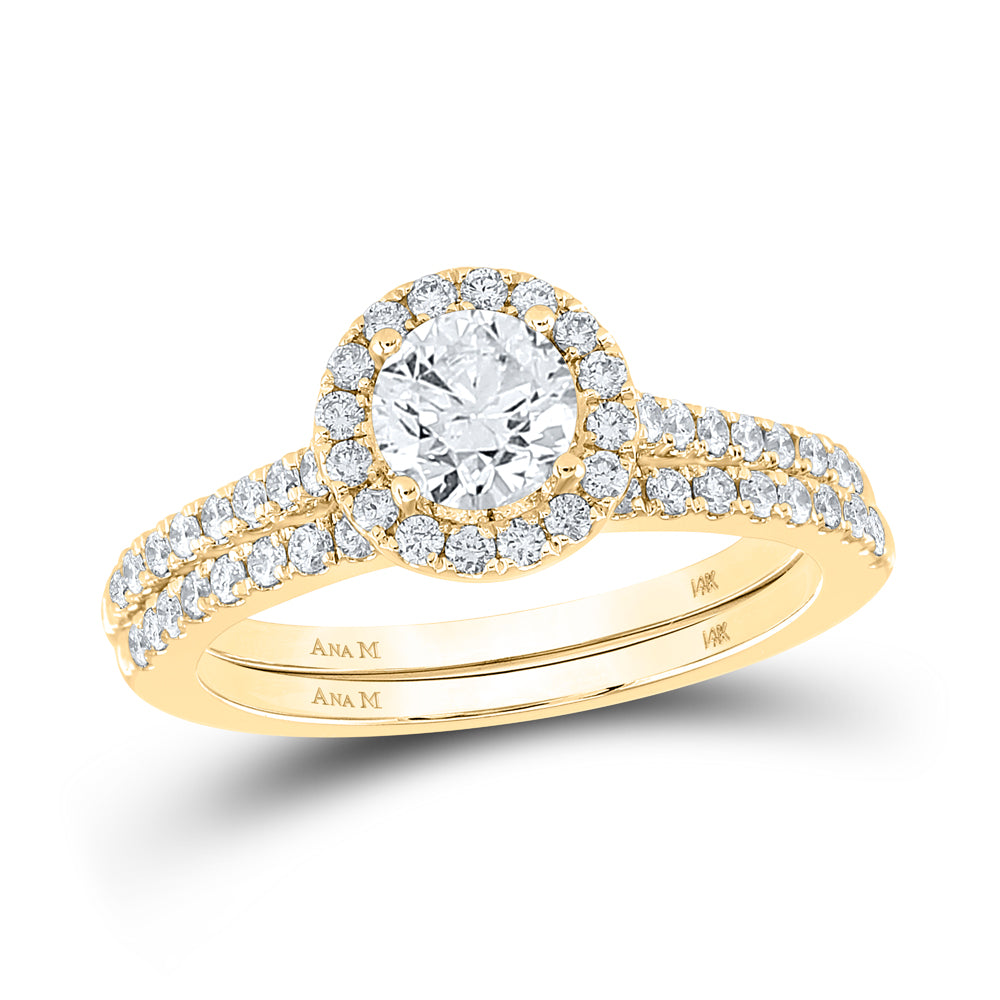1 1/4CTW-DIA ANA M 3/4CT-CRD BRIDAL SET SINGLE HALO
