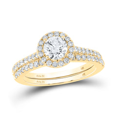 1 1/4CTW-DIA ANA M 3/4CT-CRD BRIDAL SET SINGLE HALO