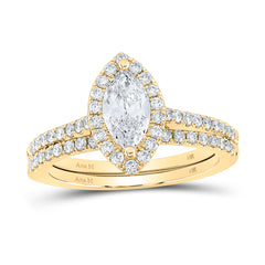 1 1/4CTW-DIA ANA M 3/4CT-CMQ BRIDAL SET SINGLE HALO