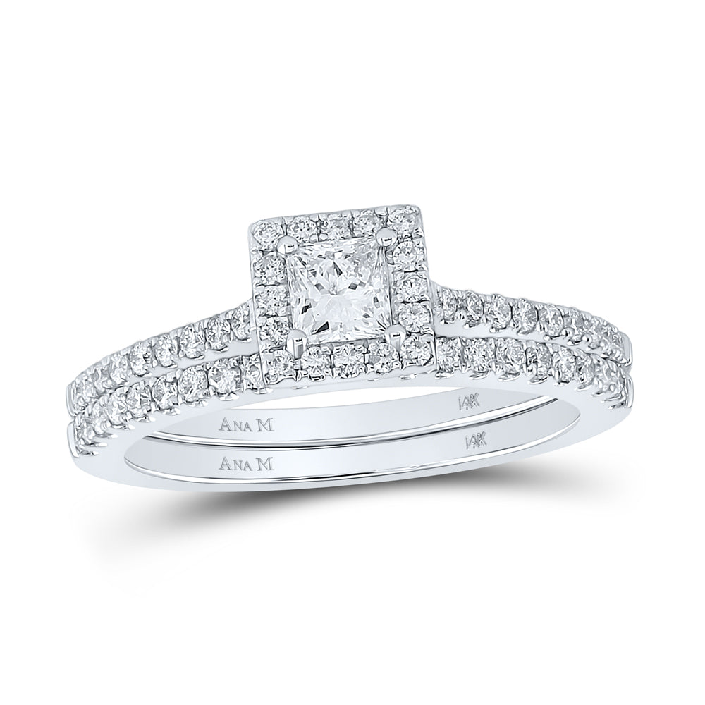 7/8CTW-DIA ANA M 1/3CT-CPR BRIDAL SETS SINGLE HALO