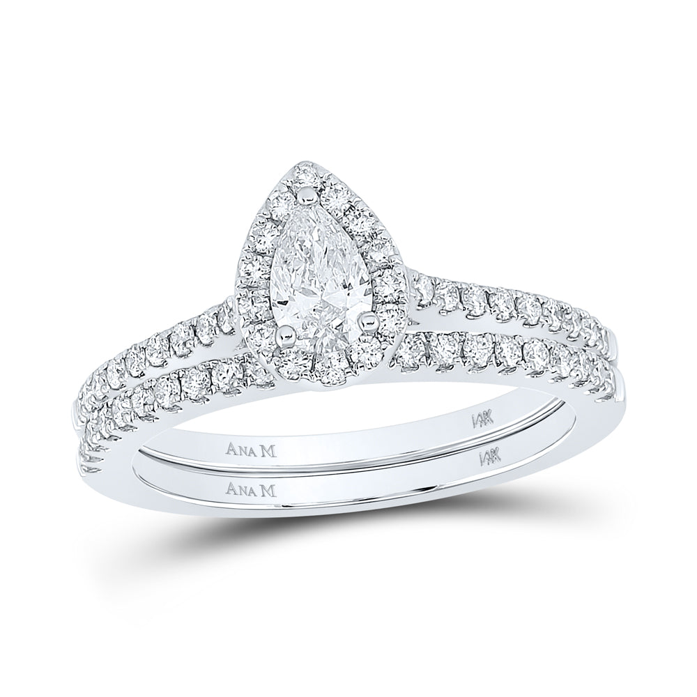 7/8CTW-DIA ANA M 1/3CT-CPEA BRIDAL SETS SINGLE HALO