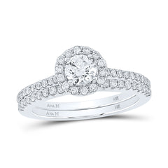 1CTW-DIA ANA M 1/2CT-CRD BRIDAL SETS SINGLE HALO