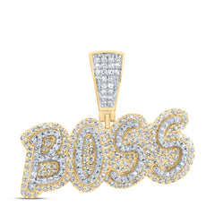 10K Yellow Gold 3/4 CTW-Natural Diamond "Boss" Mens Initial Pendant 4.11 Gram