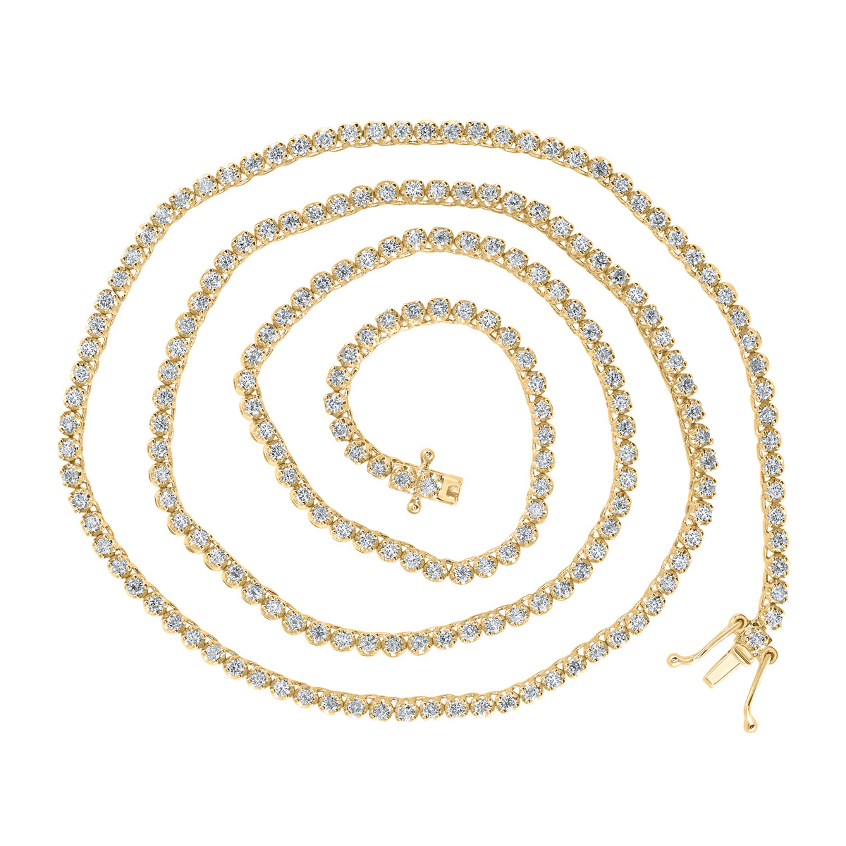 10K Yellow Gold 3 5/8 CTW-Natural Diamond Tennis Chain (20 Inch ) 14.92 Gram