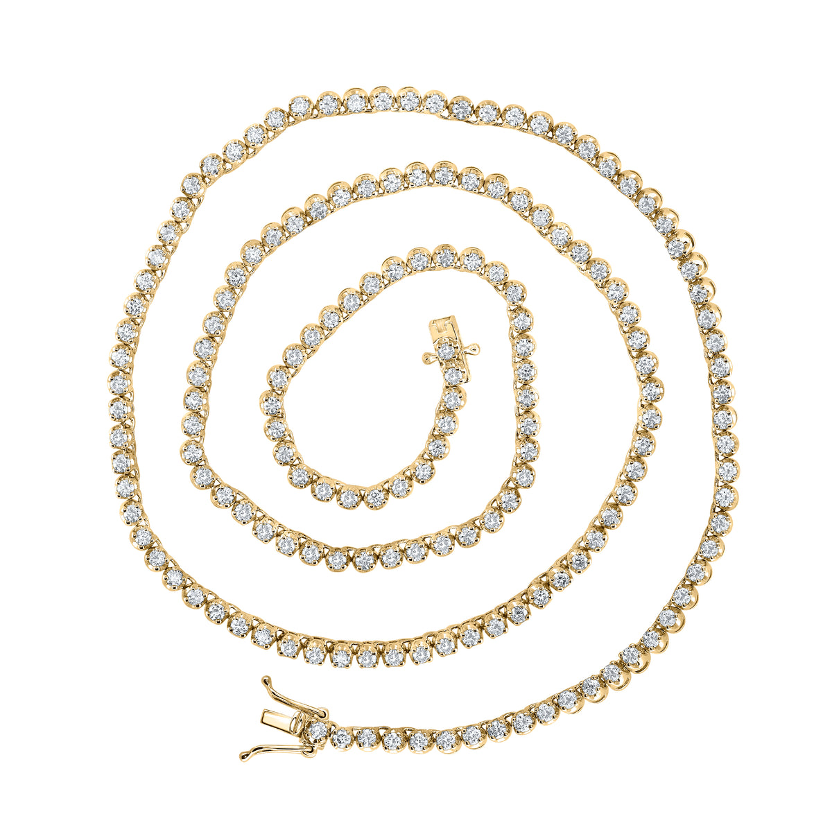 14K Yellow Gold 5 CTW-Natural Diamond Tennis Chain (20 Inch ) 22.22 Gram