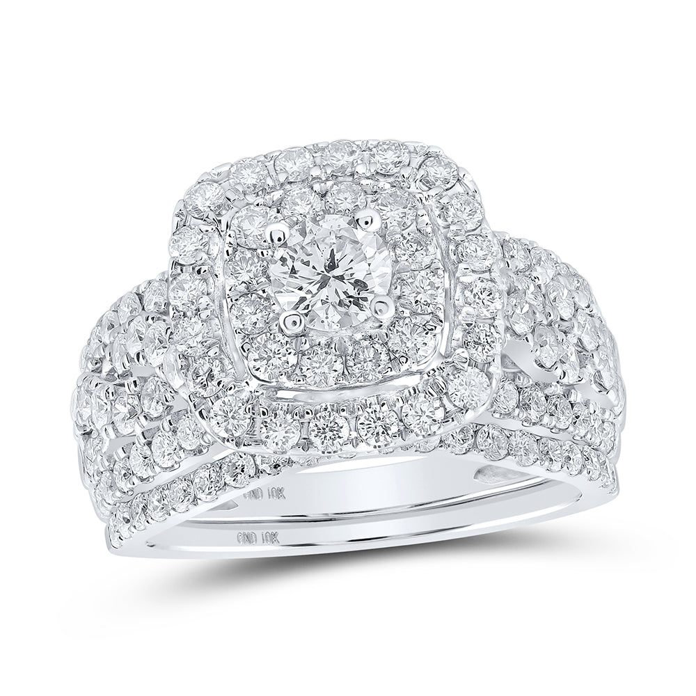 2CTW-DIA CN 3/8CT-CRD DOUBLE HALO BRIDAL SET