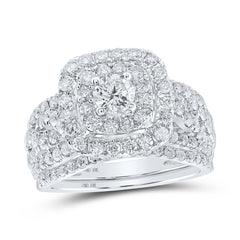 2CTW-DIA CN 3/8CT-CRD DOUBLE HALO BRIDAL SET