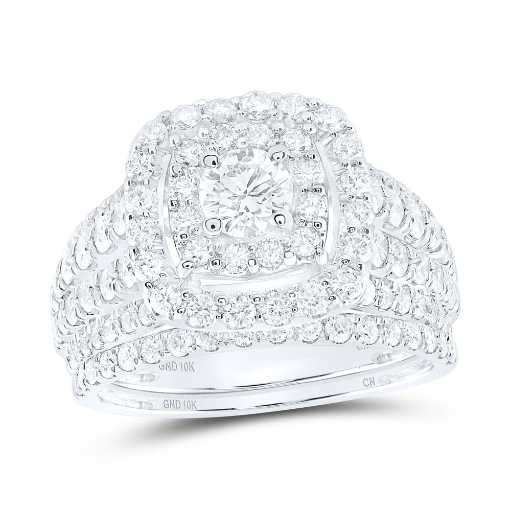 2CTW-DIA CN 3/8CT-CRD DOUBLE HALO BRIDAL SET