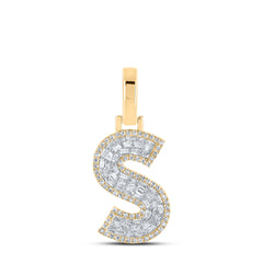 10K Yellow Gold 3/8 CTW-Natural Diamond Initial "S" Mens Pendant 1.78 Gram