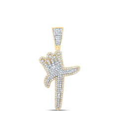 10K Yellow Gold 1 CTW-Natural Diamond Initial "T" Crown Mens Pendant 5.48 Gram