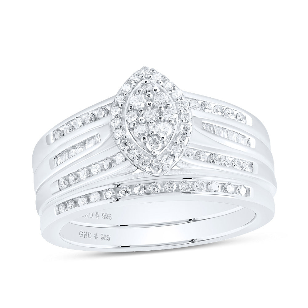 Sterling Silver 1/2 CTW-Natural Diamond Gift Bridal Set 5.91 Gram