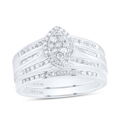 Sterling Silver 1/2 CTW-Natural Diamond Gift Bridal Set 5.91 Gram