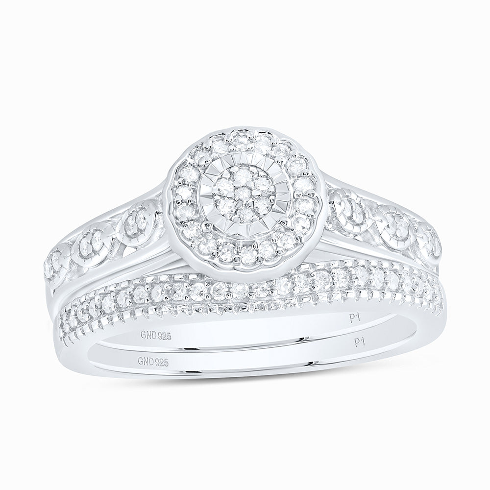 Sterling Silver 1/4 CTW-Natural Diamond Gift Bridal Set 4.97 Gram
