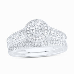 Sterling Silver 1/4 CTW-Natural Diamond Gift Bridal Set 4.97 Gram